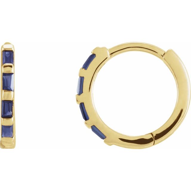 14k Gold Natural Stone Huggie Hoop Earrings - Diamond, Ruby or Sapphire-653650:605:P-Chris's Jewelry