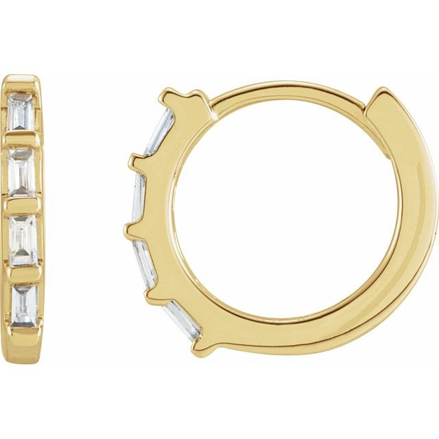 14k Gold Natural Stone Huggie Hoop Earrings - Diamond, Ruby or Sapphire-653650:600:P-Chris's Jewelry