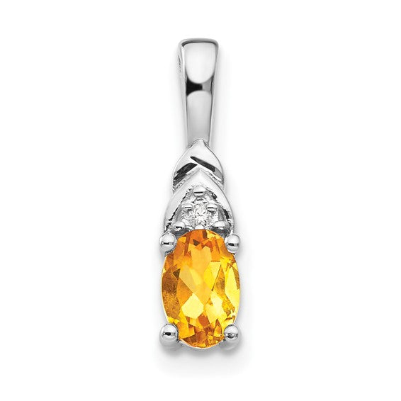 14k Gold Oval Gemstone and Diamond Pendants-XBS258-Chris's Jewelry