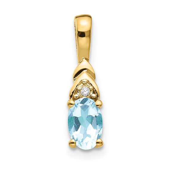 14k Gold Oval Gemstone and Diamond Pendants-XBS266-Chris's Jewelry