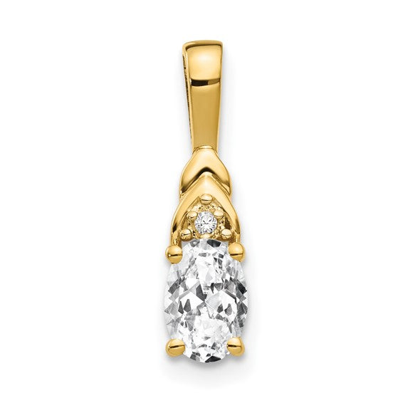 14k Gold Oval Gemstone and Diamond Pendants-XBS267-Chris's Jewelry