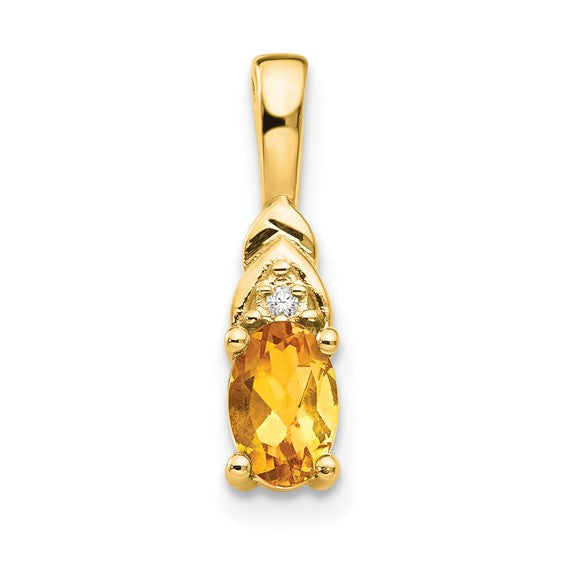 14k Gold Oval Gemstone and Diamond Pendants-XBS274-Chris's Jewelry