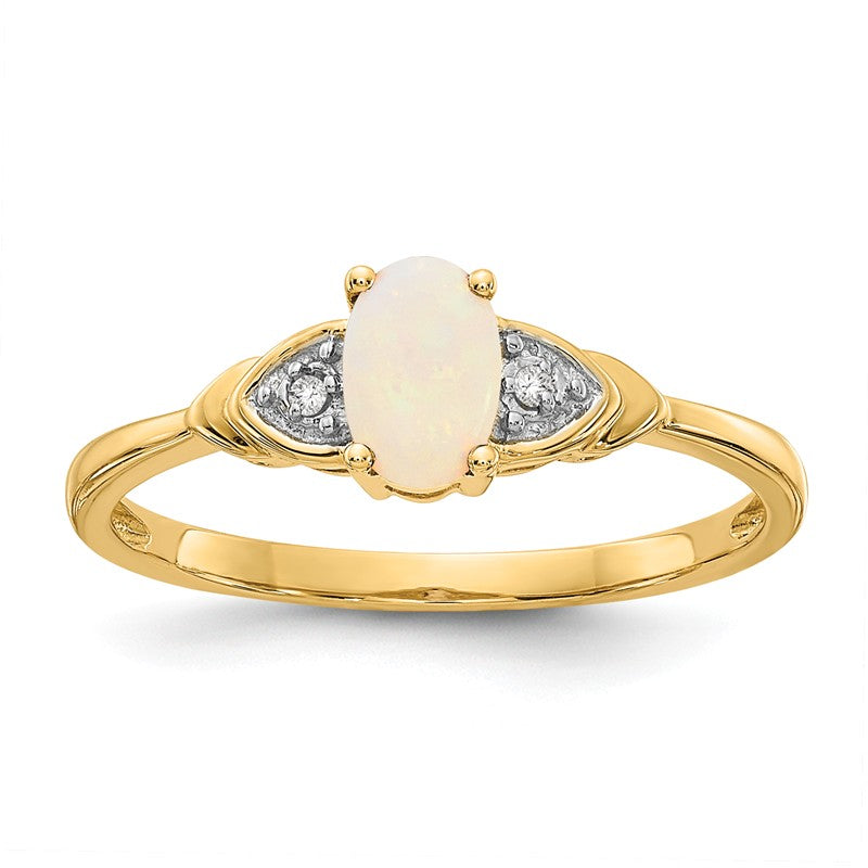 14k Gold Oval Genuine Gemstone Diamond Rings-XBS283-Chris's Jewelry