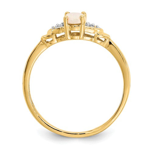 14k Gold Oval Genuine Gemstone Diamond Rings-Chris's Jewelry