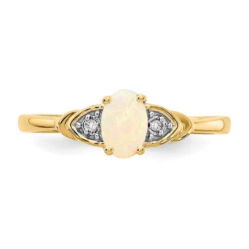 14k Gold Oval Genuine Gemstone Diamond Rings-Chris's Jewelry