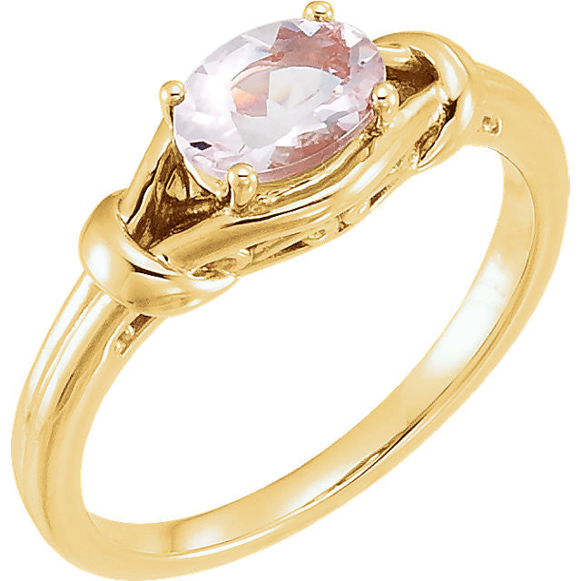 14k Gold Oval Morganite Knot Ring - White Rose or Yellow Gold-71922:602:P-Chris's Jewelry