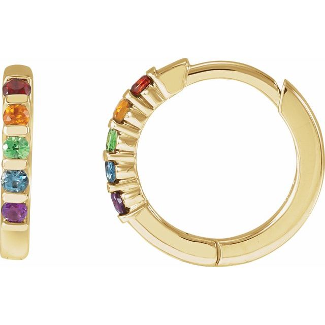 14k Gold Rainbow Huggie Earrings-Chris's Jewelry