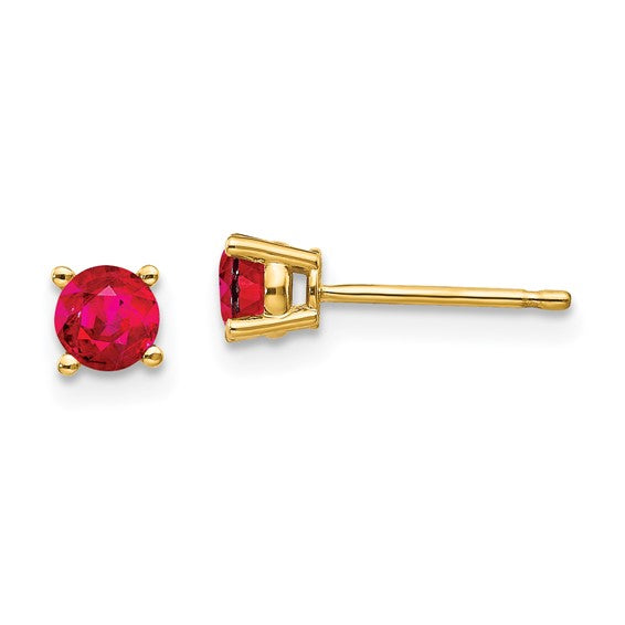 14k Gold Round Gemstone Basket Set Earrings-XE71R-B-Chris's Jewelry