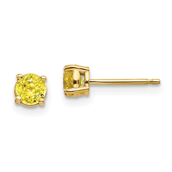 14k Gold Round Gemstone Basket Set Earrings-XE71YS-B-Chris's Jewelry