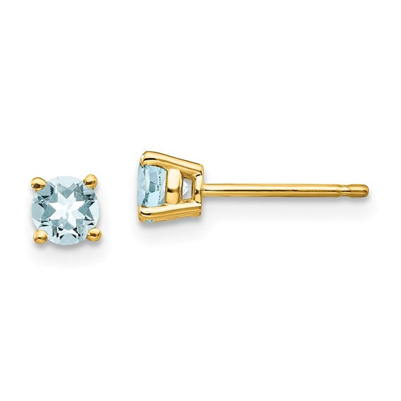 14k Gold Round Gemstone Basket Set Earrings-XE71AQ-B-Chris's Jewelry