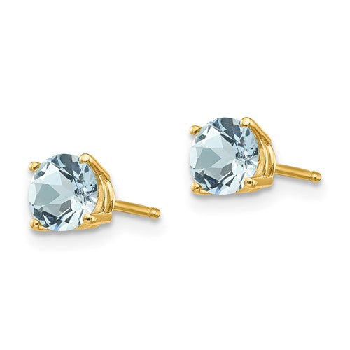 14k Gold Round Gemstone Basket Set Earrings-Chris's Jewelry