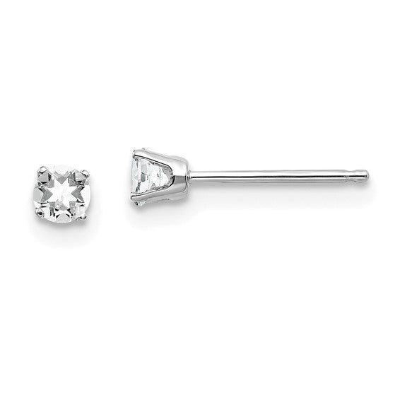 14k Gold Round Genuine Stone Birthstone Stud Earrings - Various Sizes-XBE112-Chris's Jewelry