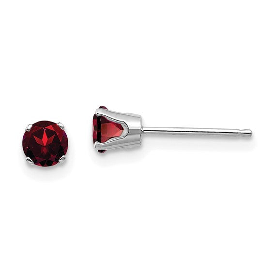 14k Gold Round Genuine Stone Birthstone Stud Earrings - Various Sizes-Chris's Jewelry