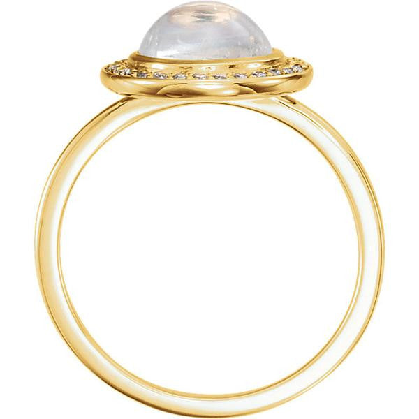 14k Gold Round Rainbow Moonstone Diamond Halo Ring - White, Yellow or Rose or Platinum 14k Gold Round Rainbow Moonstone Diamond Halo Ring - White, Yellow or Rose or Platinum