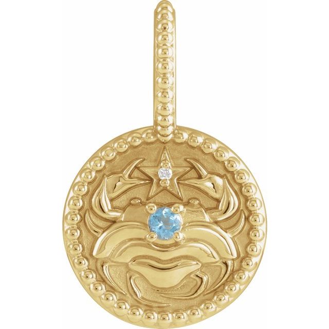 14k Gold Zodiac Coin Charm Pendant-88215:191:P-Chris's Jewelry