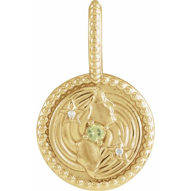 14k Gold Zodiac Coin Charm Pendant-88215:146:P-Chris's Jewelry