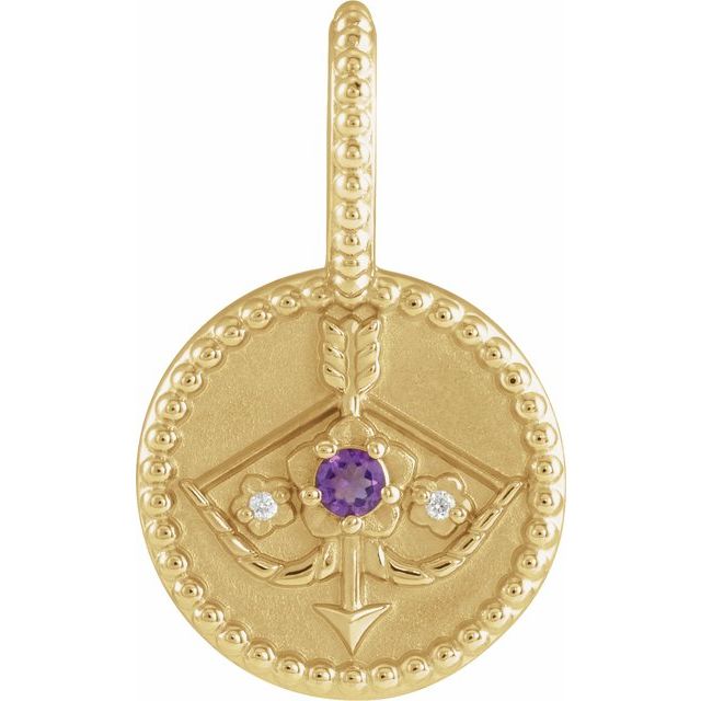 14k Gold Zodiac Coin Charm Pendant-88215:177:P-Chris's Jewelry