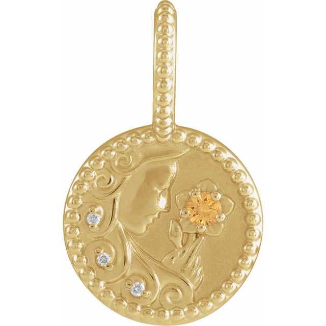 14k Gold Zodiac Coin Charm Pendant-88215:114:P-Chris's Jewelry