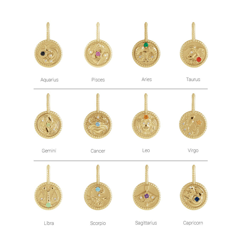 14k Gold Zodiac Coin Charm Pendant-Chris's Jewelry