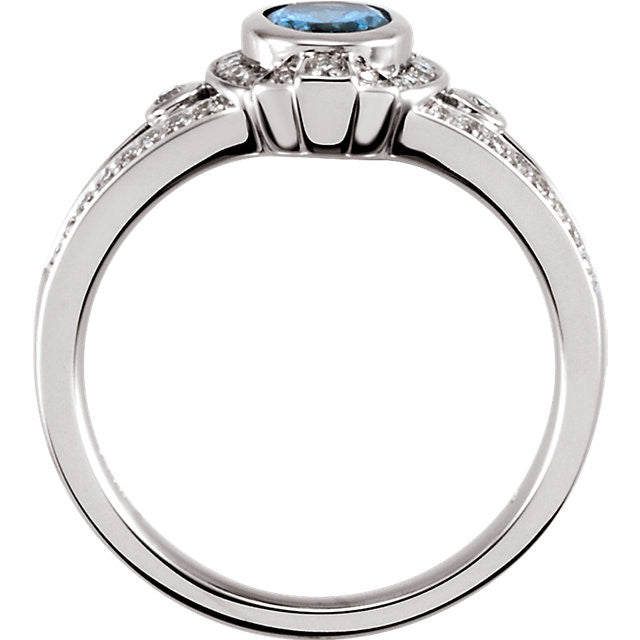 14k White Gold 1/3 CTW Diamond & 7x5mm Oval Aquamarine Ring-66146:60002:P-Chris's Jewelry