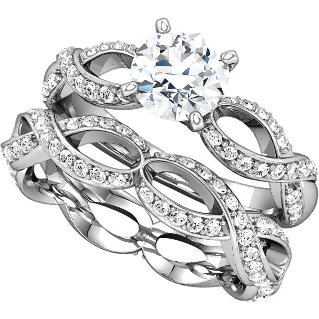 14k White Gold 3/4 CTW Sculptural Inspired Eternity Band-Chris's Jewelry