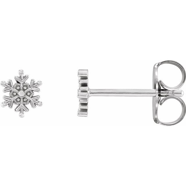 14k White Gold 5.1x4.5 mm Petite Snowflake Earrings-87664:106:P-Chris's Jewelry