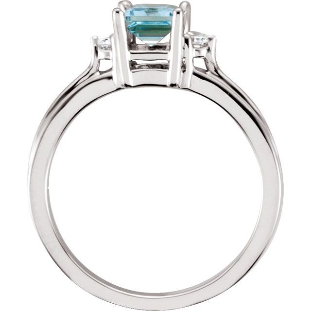 14k White Gold Aquamarine and Diamond Ring-67684:101:P-Chris's Jewelry