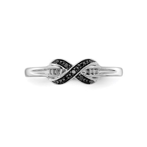 14k White Gold Black And White Diamond Infinity X Ring-RM5686-BK-007-WA-Chris's Jewelry
