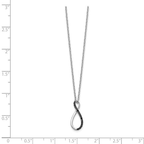 14k White Gold Black Diamond Vertical Infinity Necklace-PM4687-008-WA-Chris's Jewelry
