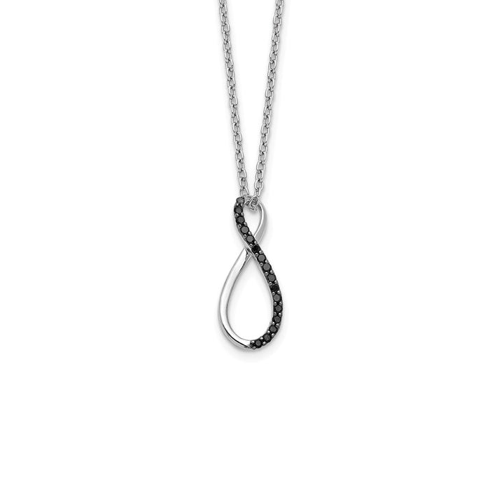 14k White Gold Black Diamond Vertical Infinity Necklace-PM4687-008-WA-Chris's Jewelry