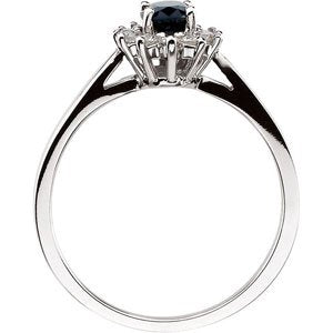 14k White Gold Blue Sapphire Oval & Diamond Halo-Style Ring-61864:252530:P-Chris's Jewelry