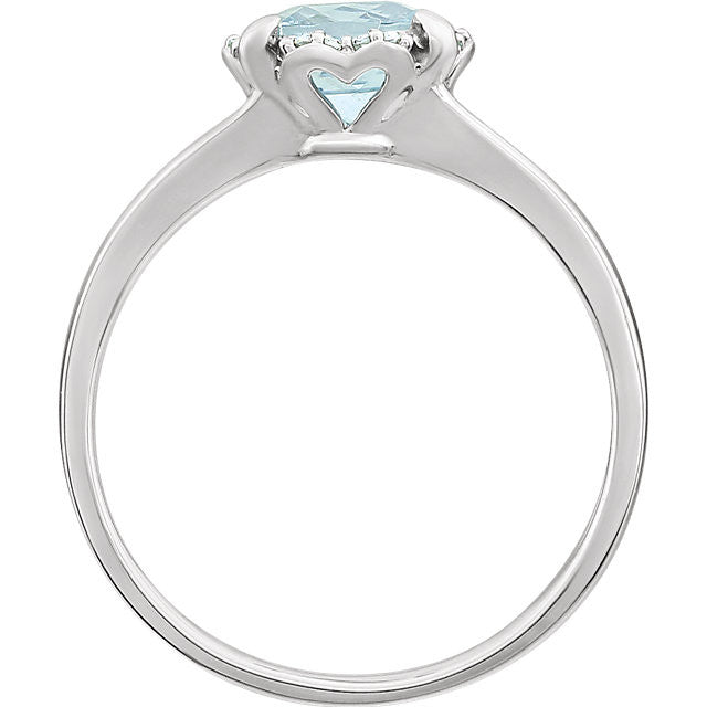 14k White Gold Cushion Aquamarine & .05 CTW Diamond Halo Ring-651952:60003:P-Chris's Jewelry