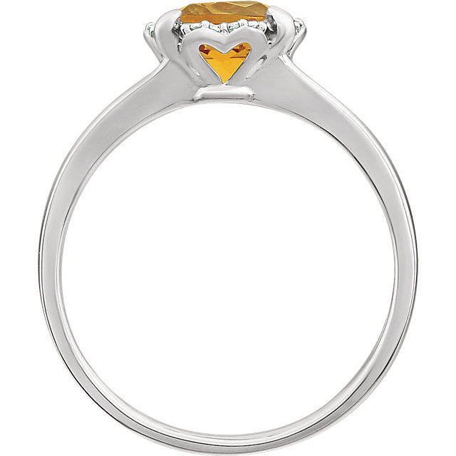 14k White Gold Cushion Cut Citrine & .05 CTW Diamond Halo Ring-651952:60011:P-Chris's Jewelry