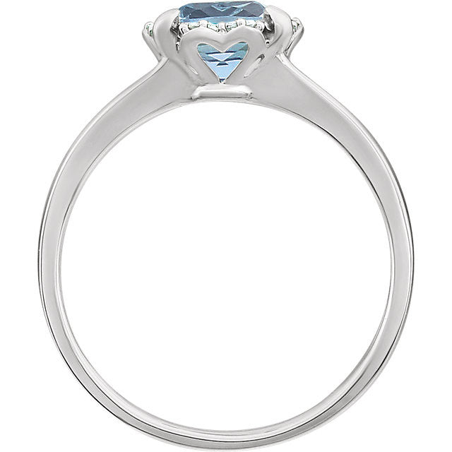 14k White Gold Cushion Cut Sky Blue Topaz & .05 CTW Diamond Halo Ring-651952:60012:P-Chris's Jewelry