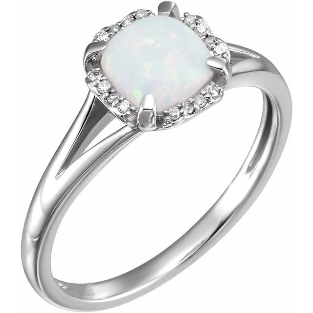 14k White Gold Cushion Gemstone & .05 CTW Diamond Rings-651952:60010:P-Chris's Jewelry