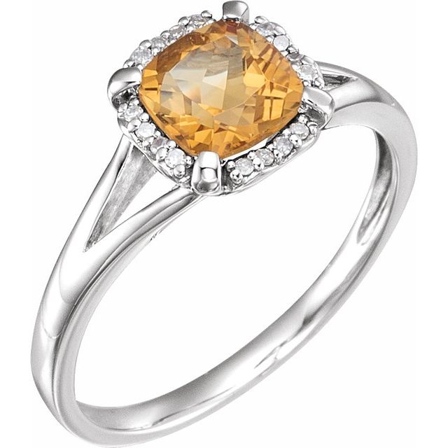 14k White Gold Cushion Gemstone & .05 CTW Diamond Rings-651952:60011:P-Chris's Jewelry