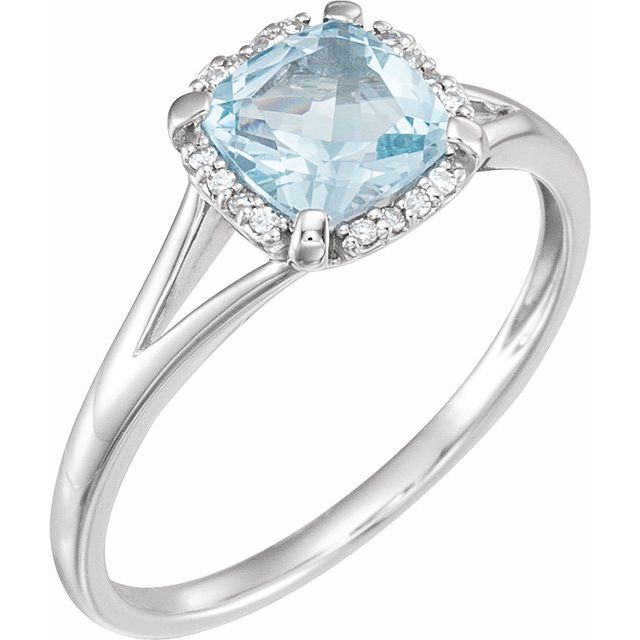14k White Gold Cushion Gemstone & .05 CTW Diamond Rings-651952:60012:P-Chris's Jewelry