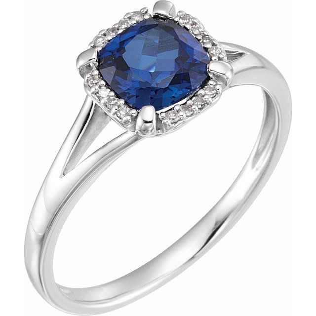 14k White Gold Cushion Gemstone & .05 CTW Diamond Rings-651952:60009:P-Chris's Jewelry