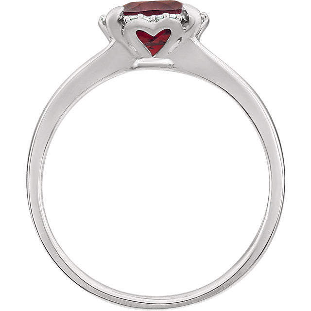 14k White Gold Cushion Gemstone & .05 CTW Diamond Rings-Chris's Jewelry