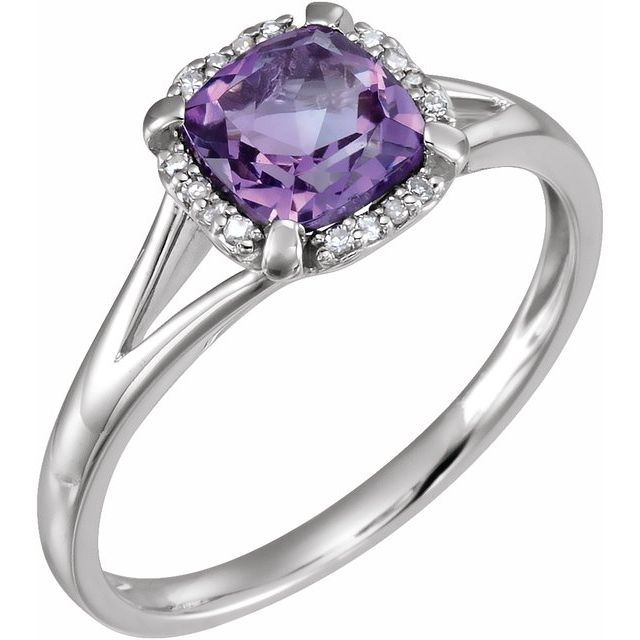 14k White Gold Cushion Gemstone & .05 CTW Diamond Rings-651952:60002:P-Chris's Jewelry