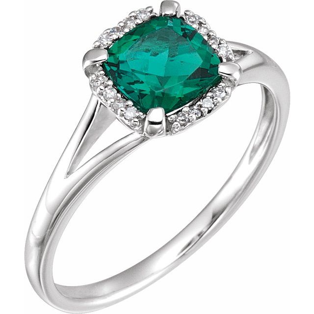 14k White Gold Cushion Gemstone & .05 CTW Diamond Rings-651952:60005:P-Chris's Jewelry