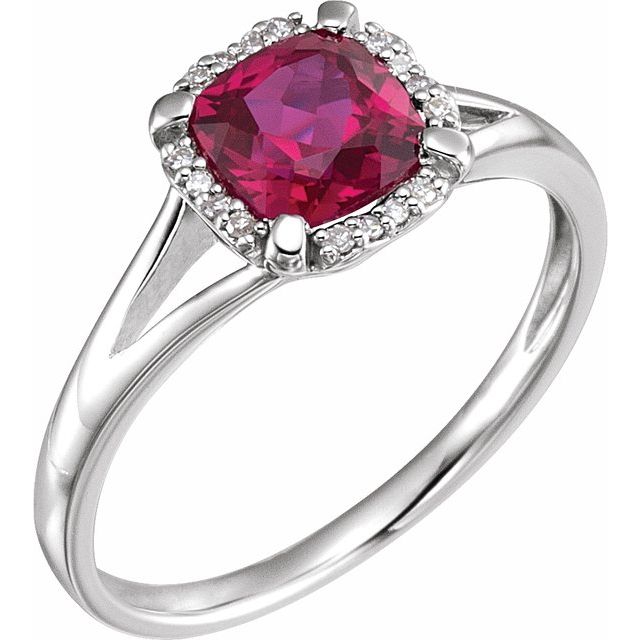 14k White Gold Cushion Gemstone & .05 CTW Diamond Rings-651952:60007:P-Chris's Jewelry