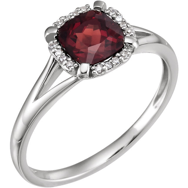 14k White Gold Cushion Gemstone & .05 CTW Diamond Rings-651952:60001:P-Chris's Jewelry