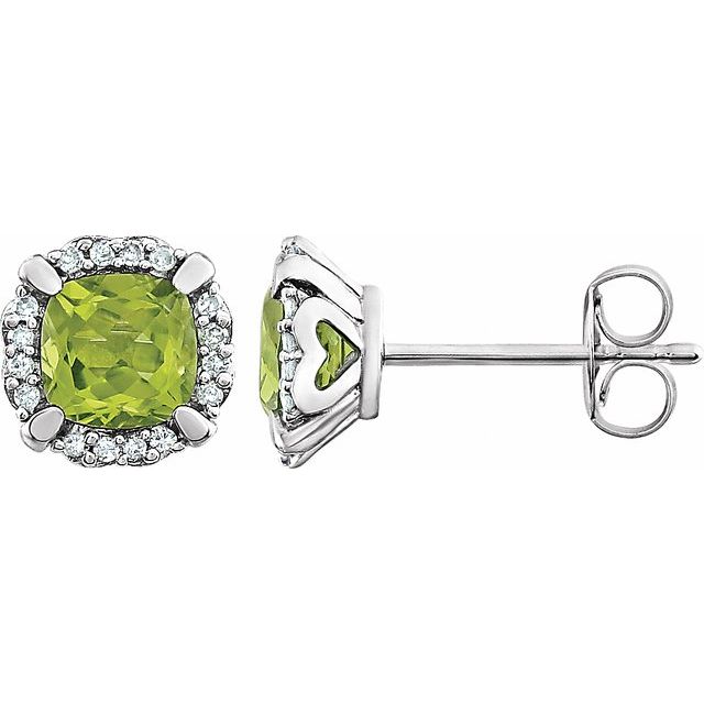 14k White Gold Gemstone & 1/10 CTW Diamond Halo Earrings-651954:60008:P-Chris's Jewelry