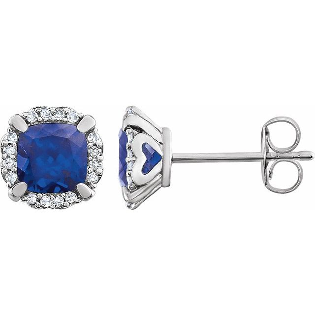 14k White Gold Gemstone & 1/10 CTW Diamond Halo Earrings-651954:60009:P-Chris's Jewelry
