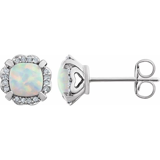 14k White Gold Gemstone & 1/10 CTW Diamond Halo Earrings-651954:60006:P-Chris's Jewelry