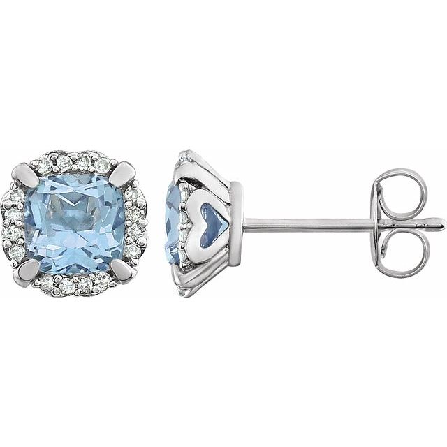 14k White Gold Gemstone & 1/10 CTW Diamond Halo Earrings-651954:60012:P-Chris's Jewelry