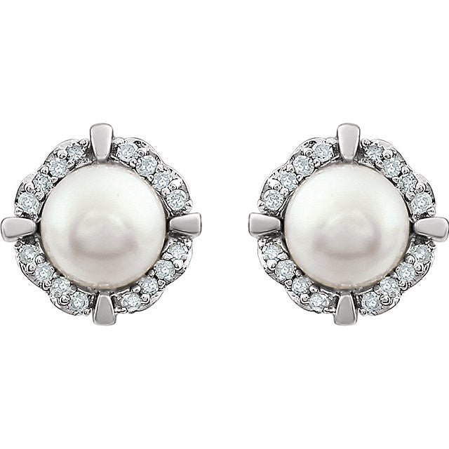 14k White Gold Gemstone & 1/10 CTW Diamond Halo Earrings-Chris's Jewelry
