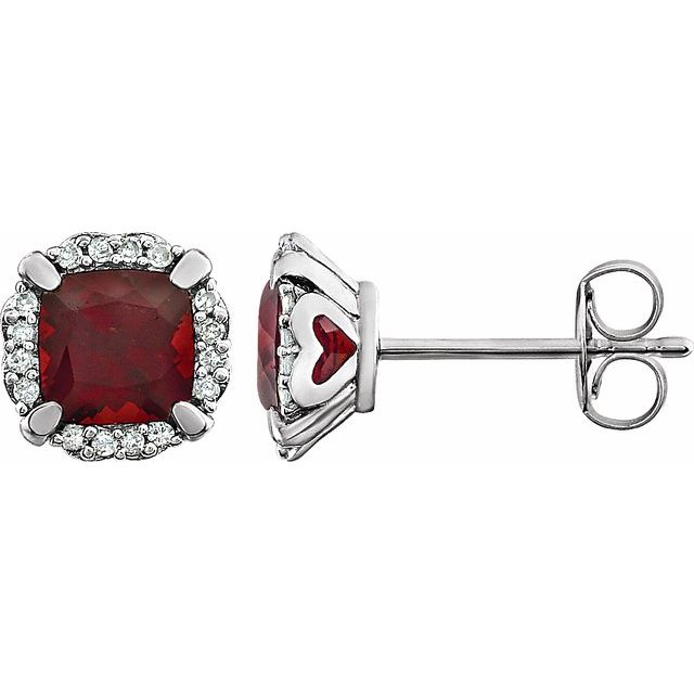 14k White Gold Gemstone & 1/10 CTW Diamond Halo Earrings-651954:60001:P-Chris's Jewelry