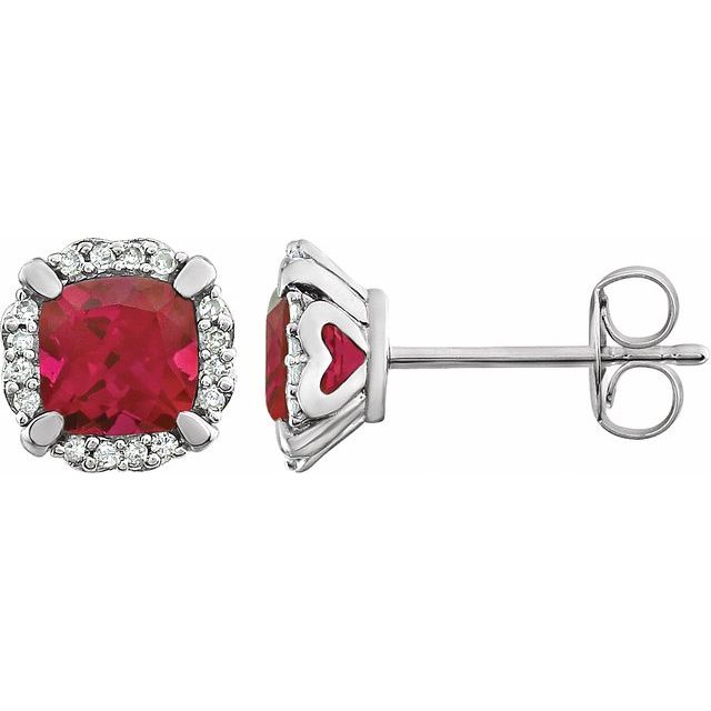 14k White Gold Gemstone & 1/10 CTW Diamond Halo Earrings-651954:60007:P-Chris's Jewelry